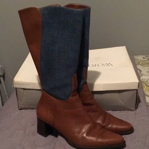 Worthington- Brown leather & Denim boots